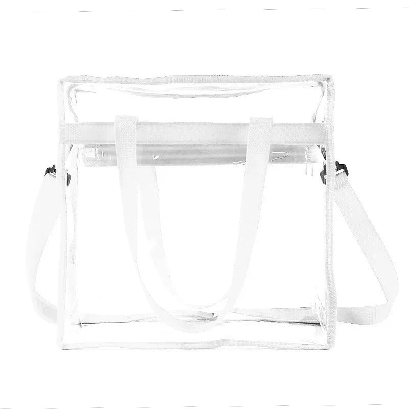 Transparent PVC women's shoulder messenger bag with front compartment and crossbody straps