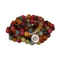 108 bead multi-layer bracelet with lotus pendant in Tourmaline colour and alloy construction.