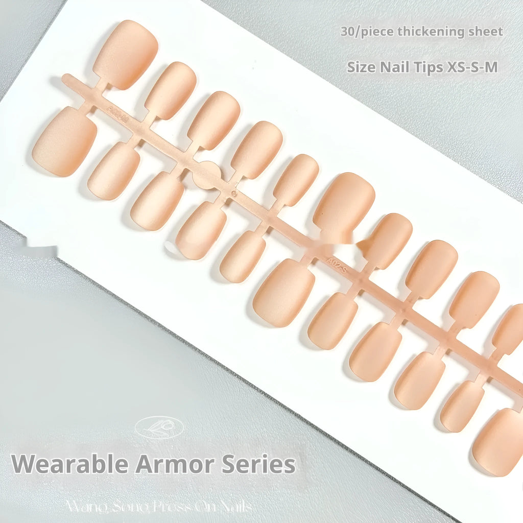 Set of velvet frosted Cat's Eye effect false nails in short ladder sizes on a clear background.