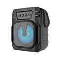 Portable Bluetooth speaker in colour 3107 showing compact 110mm size with USB charging cable