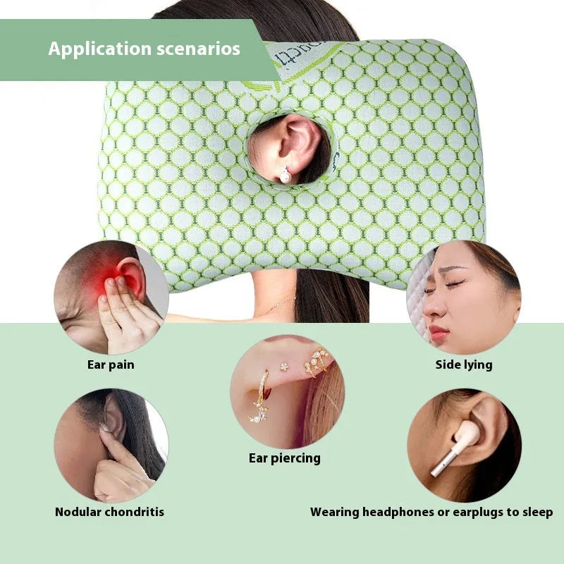 Beauty salon single hole ear pillow for adults in New Chinese style, measuring 39 by 28 by 6 centimetres.