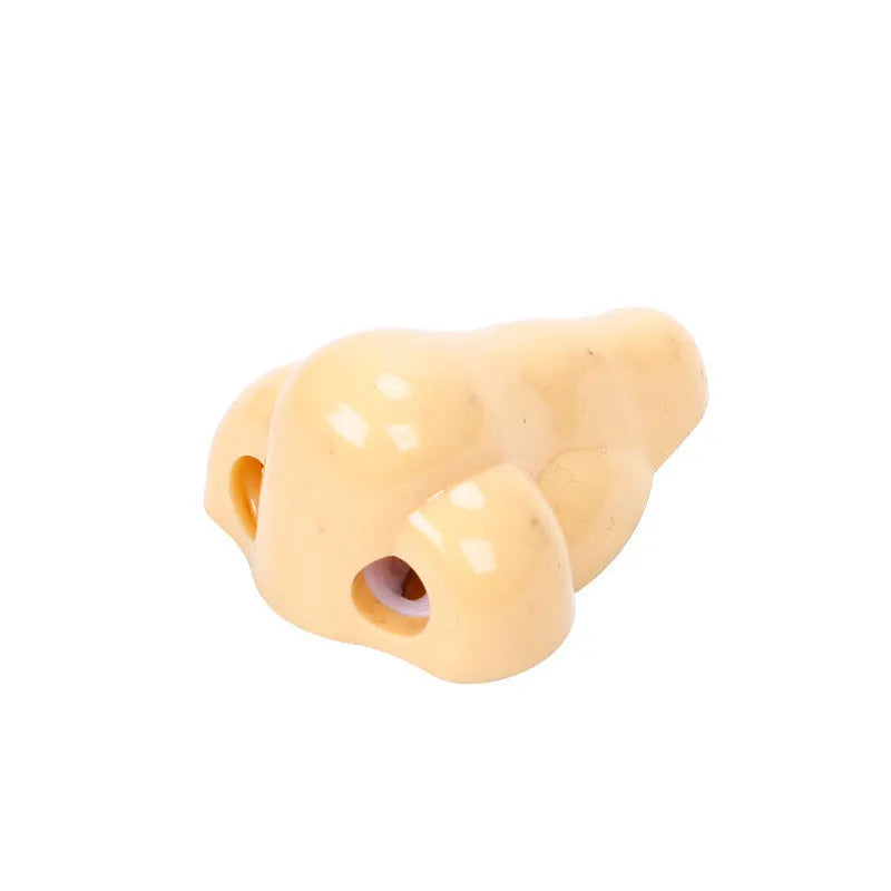 Flesh colour plastic manual pencil sharpener with geometry shape and big nostril hole