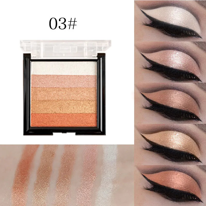Highlighting eye shadow palette for natural three-dimensional contouring with six colour variations