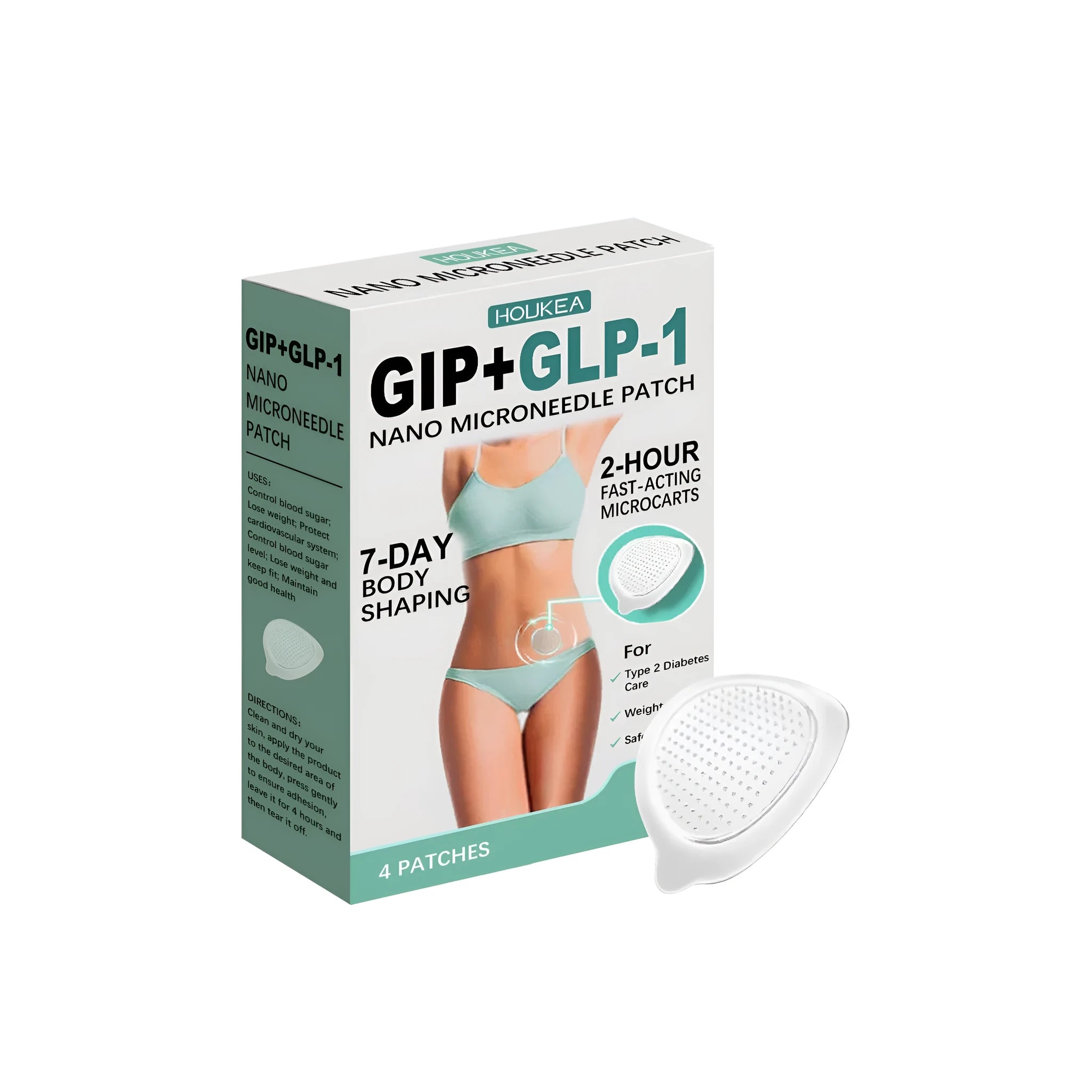Four nano microneedle skin treatment patches with dissolvable micro-needles containing acetyl hexapeptide-8
