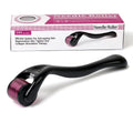 Derma roller with 540 titanium microneedles showing black and purple handle options