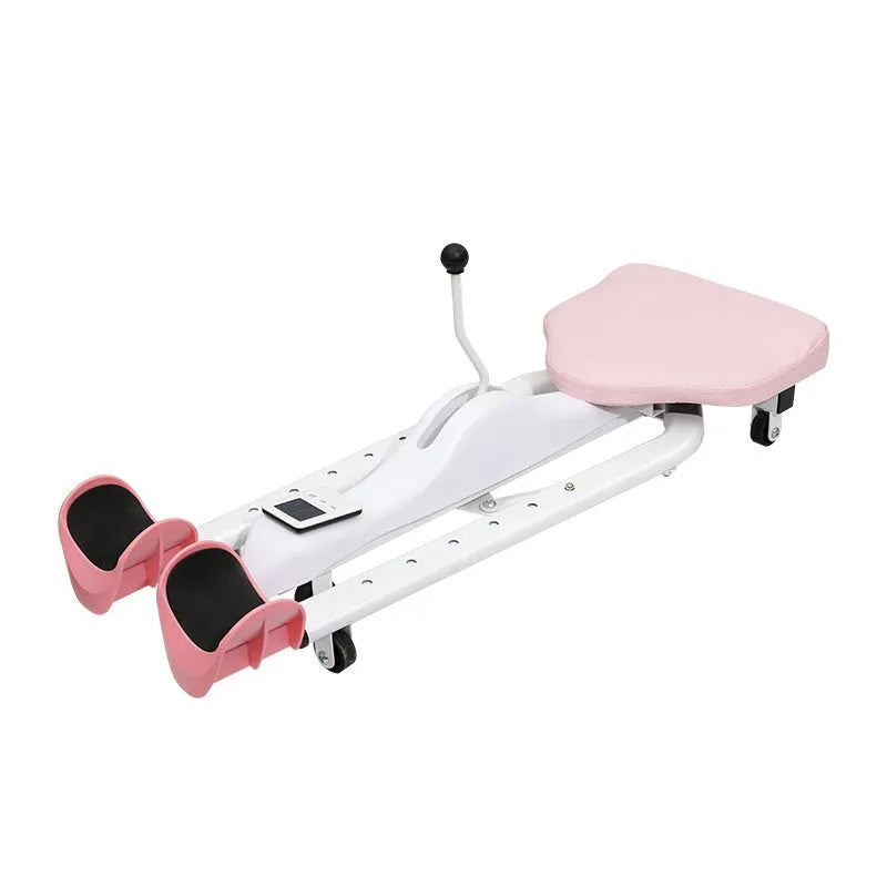 Pink horse leg opener stretching equipment with steel frame for dance and fitness flexibility training