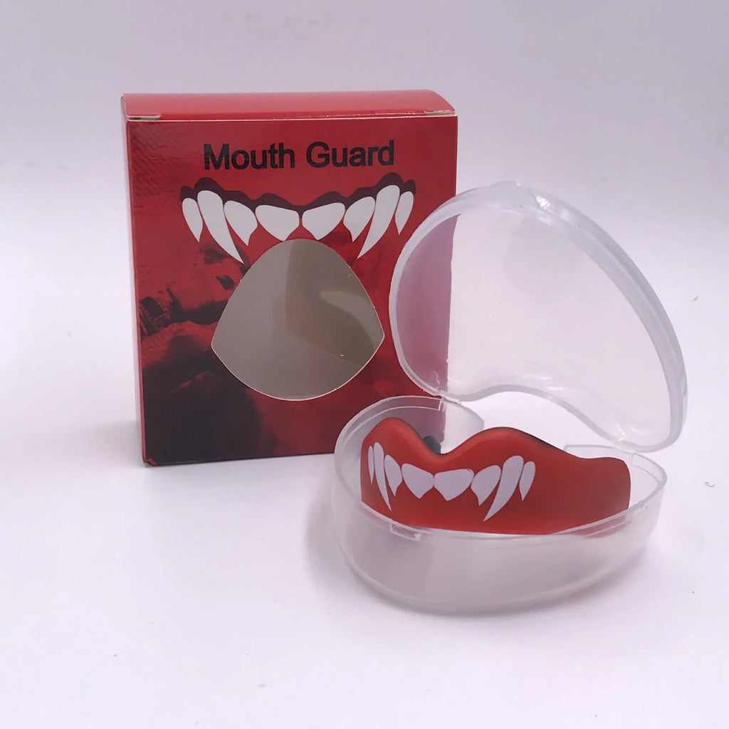 Adult boxing mouthguard with printed teeth design for martial arts and combat sports protection