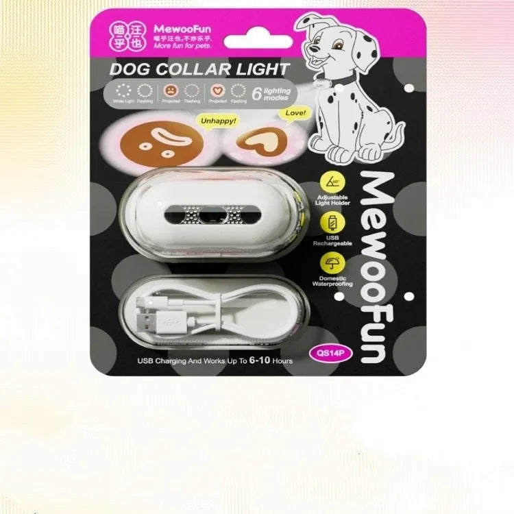 Pet luminous collar accessory in four colour options attached to dog collar