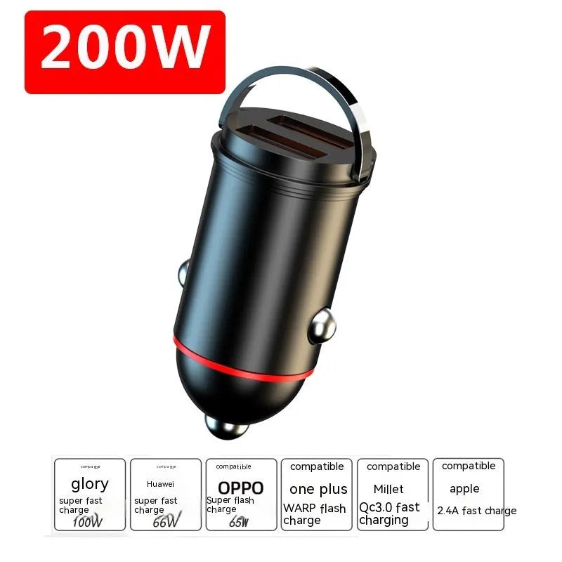 Black zinc alloy car charger compact design for vehicle USB charging