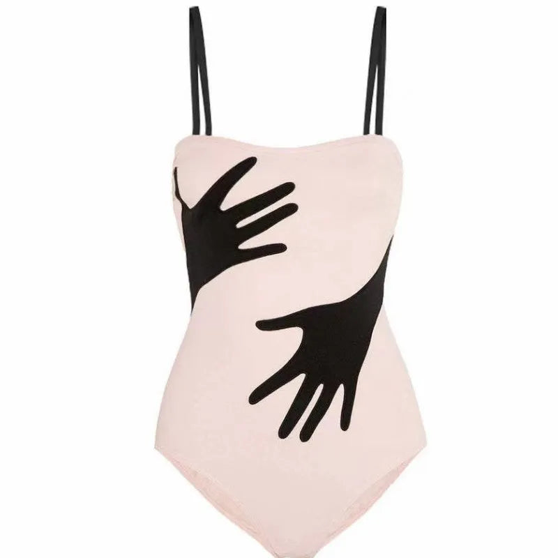 Women's one-piece polyester bikini swimsuit for the beach, available in sizes S to XL.