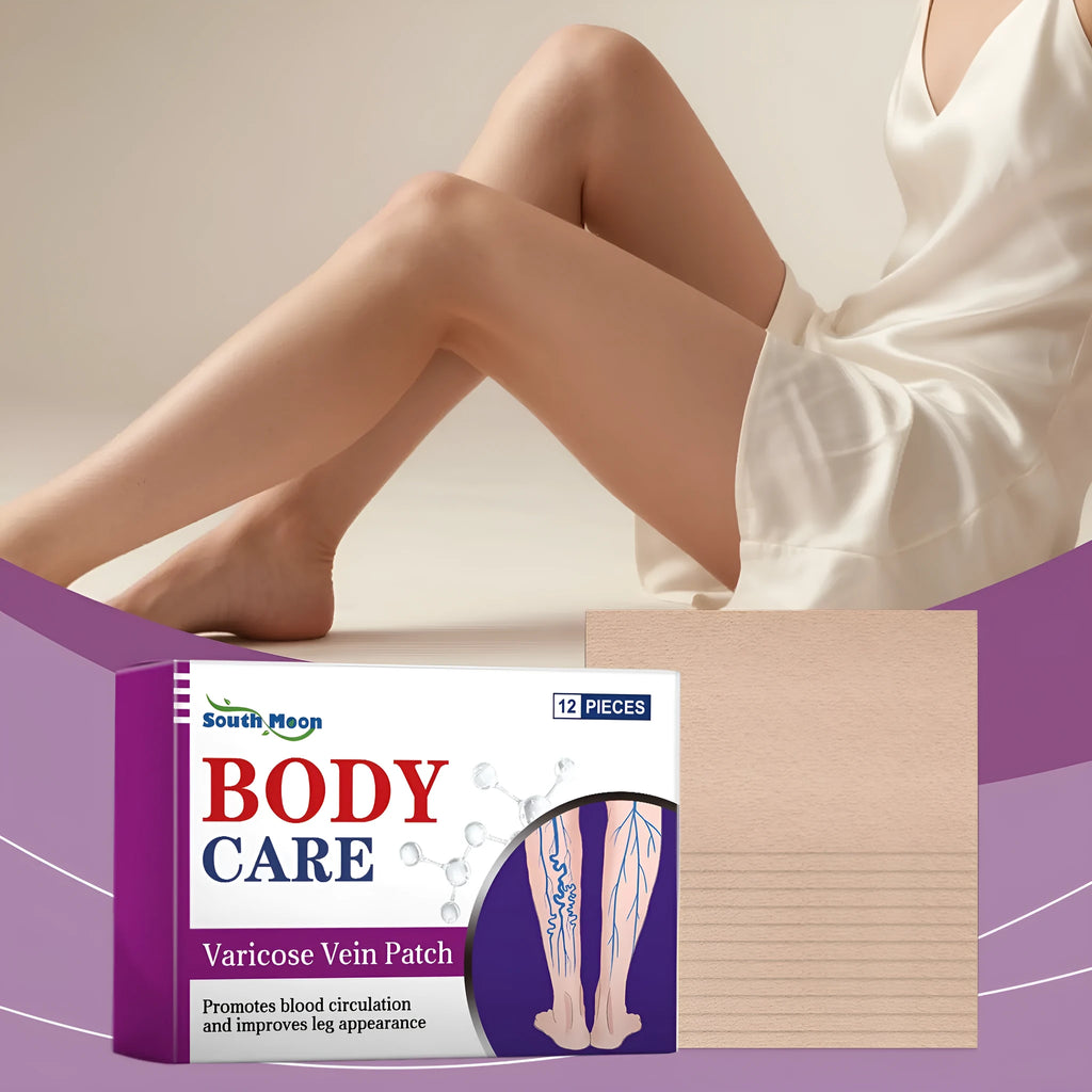A pack of 12 leg care massage patches with plant ingredients for nourishing, cooling relief.