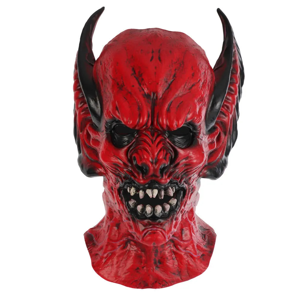Red bat design party hood mask made from RP foam for horror costume dress-up.