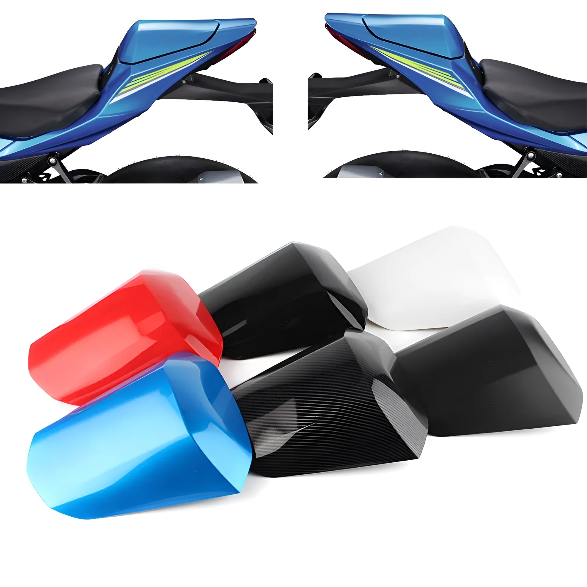 GSXR1000 motorcycle rear cowl seat cover made of black ABS plastic with streamlined design