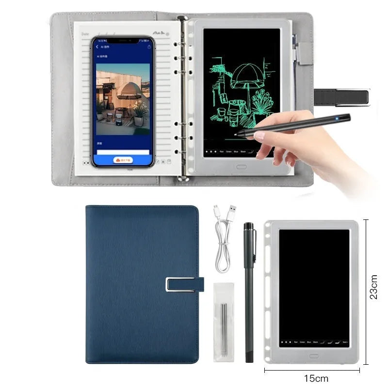 85-inch electronic writing pad with smart pen on stitching appearance background