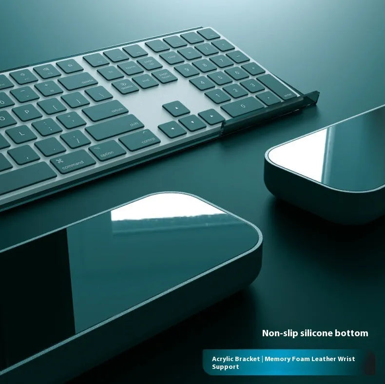 Double-sided keyboard and mouse pad with memory foam wrist strap in various colours