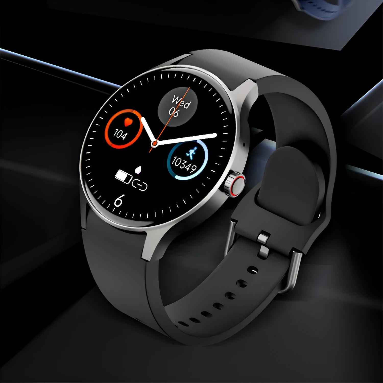 Men's and women's smart Bluetooth sport watch with round touch screen on wrist