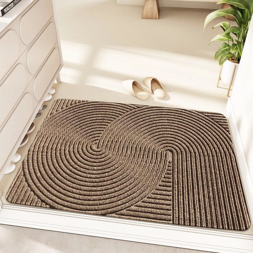 Alien-shaped entrance carpet with cartoon anime pattern in green colour, 60x90cm size