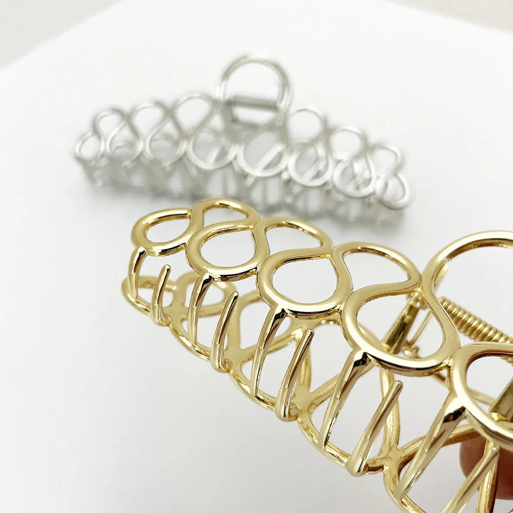 Minimalist large hair clip with tassel details in gold or silver electroplated finish for thick hair updos