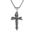 Men's stainless steel skull necklace with electroplated silver finish and alloy pendant