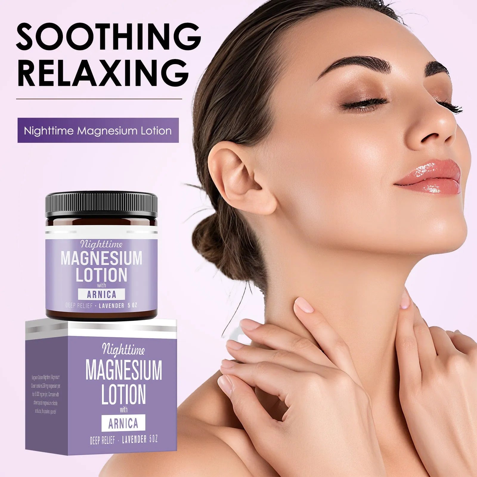 Square 7.1cm jar of Magnesium Body Butter Cream 150ml with shea butter and grape seed oil.