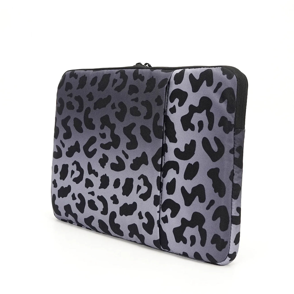 Leopard print laptop sleeve with anti-shock flannel lining for 13-inch or 15.6-inch laptops