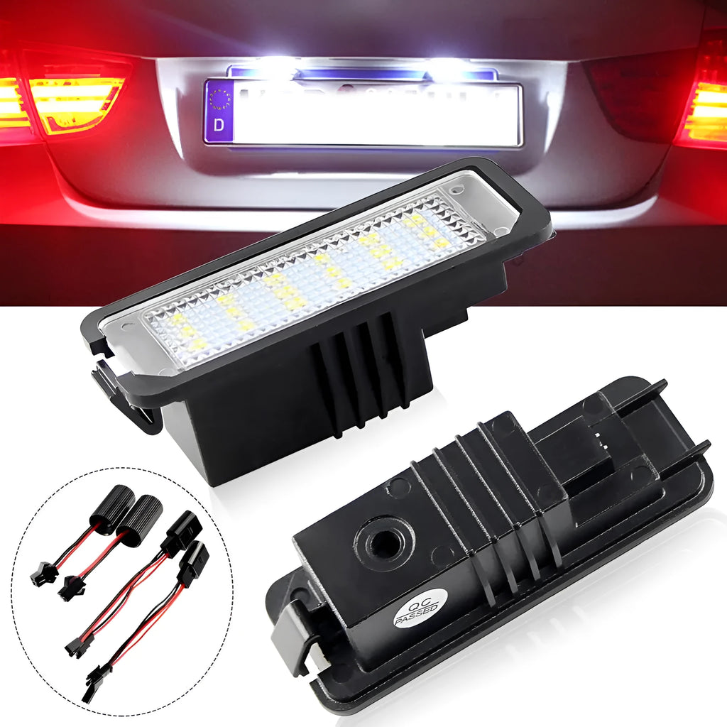 Volkswagen LED licence plate light unit with 24 SMD LEDs for Golf Polo Phaeton models.