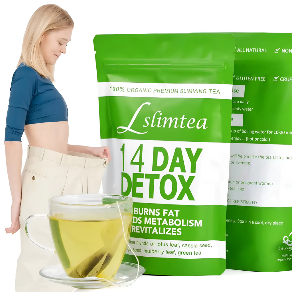 14-day herbal detox tea programme box with individual 3g sachets for weight management support