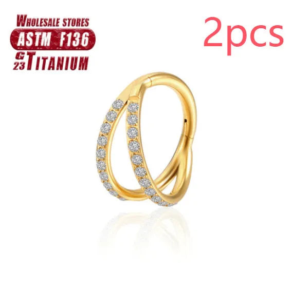 Titanium alloy fork nose ring with screw-on ball closure in silver finish.