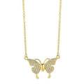 Women's butterfly charm clavicle necklace with twisted chain and magnetic closure in gold or silver titanium steel