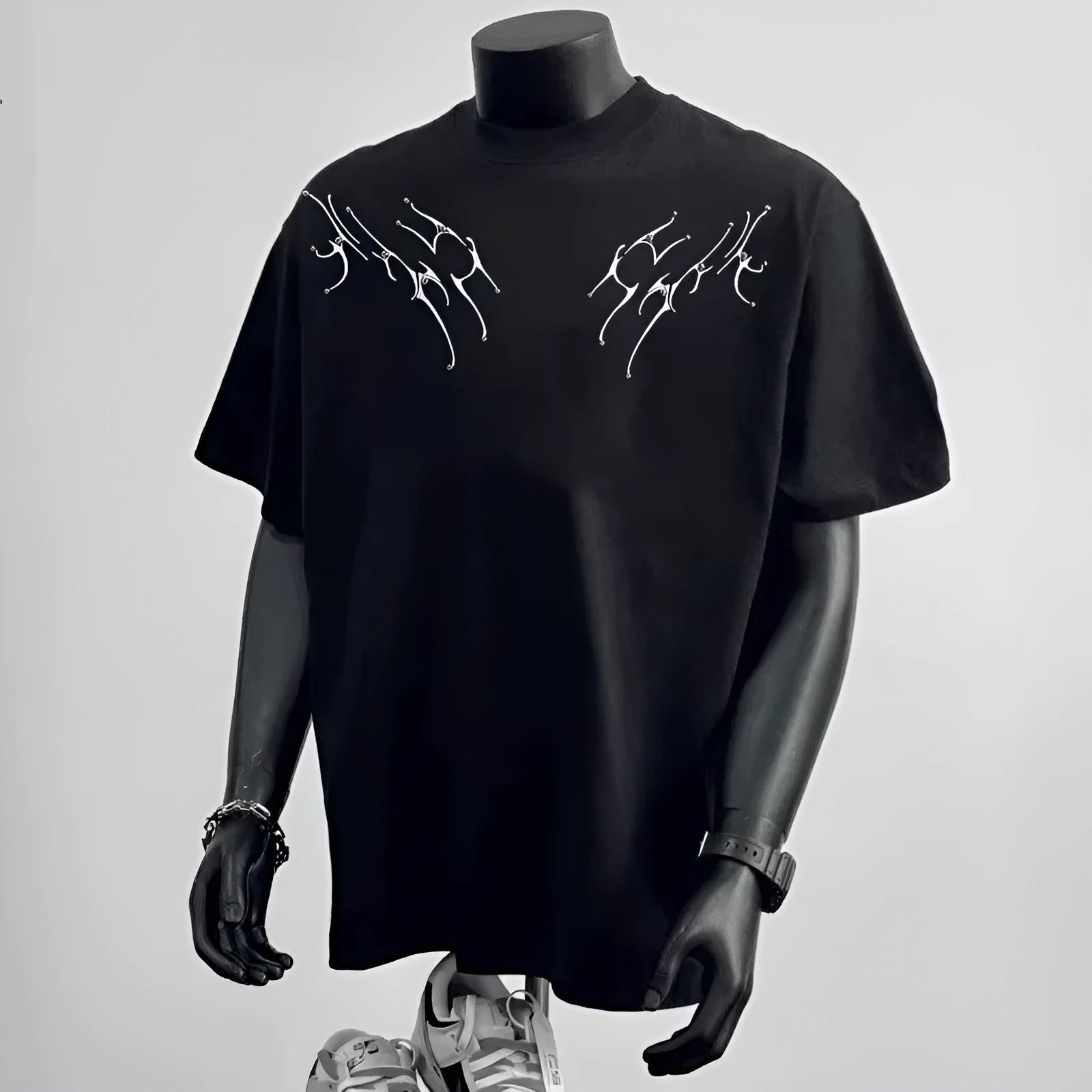 Men's black pure cotton short sleeve casual shirt with loose fit business style