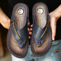 Men's herringbone pattern outdoor slippers in dark blue with rubber sole