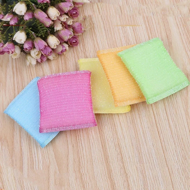 Pinstripe fabric dishwashing sponge mop in macaron colours with plastic handle for wet and dry cleaning