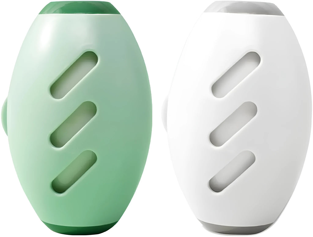 Green and white reusable gel lint roller ball for pet hair removal from clothes and furniture