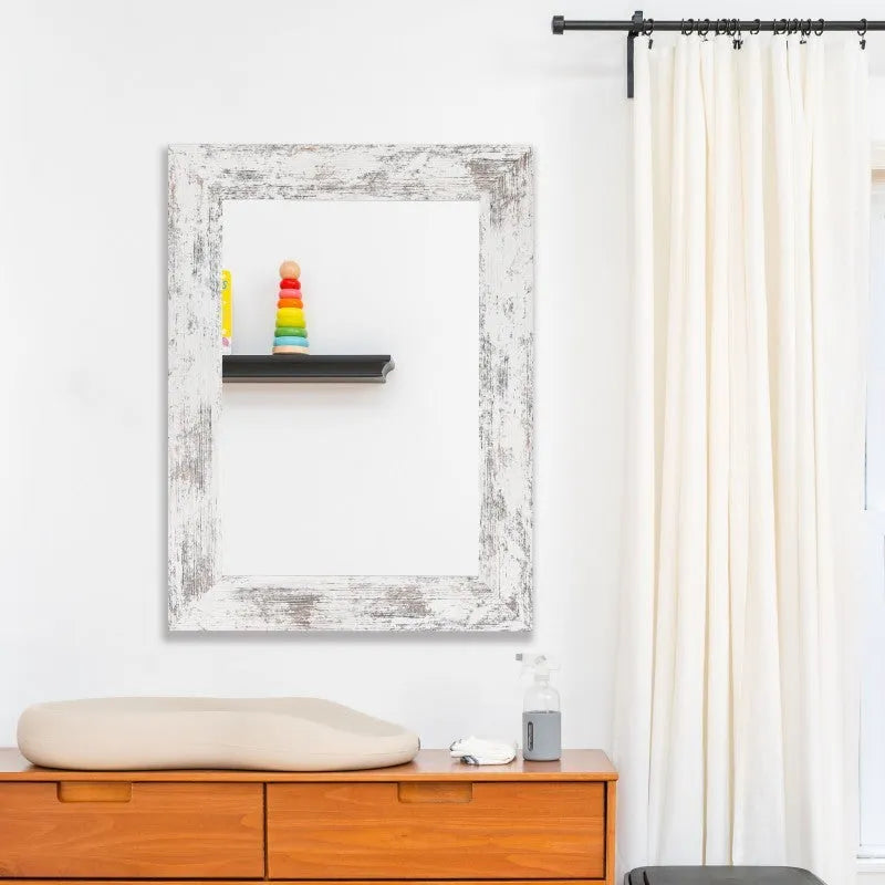 Wall-mounted pastoral style bathroom mirror with retro Chinese design