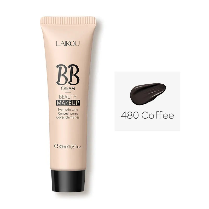 Natural Makeup BB Cream 30ml tube showing nine colour shades including ivory, medium skin, wheat, chocolate, and brown tones