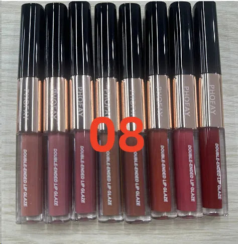 C-L021 double-head lip gloss with two sponge applicators and refillable cartridge