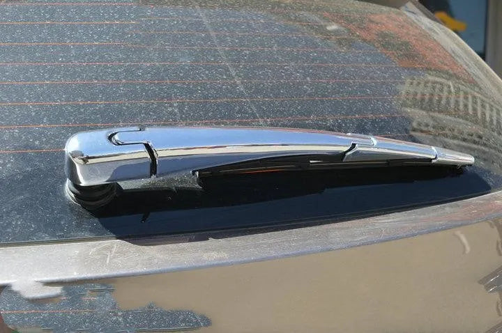Set of four silvery ABS plastic rear window wiper cover trims for Hyundai cars.