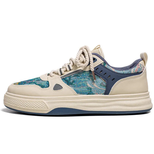 Canvas casual flat shoes in Milan green and beige colours with round toe and cloth lining