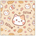 Cartoon printed cat cosmetic bag in nylon with animal print design