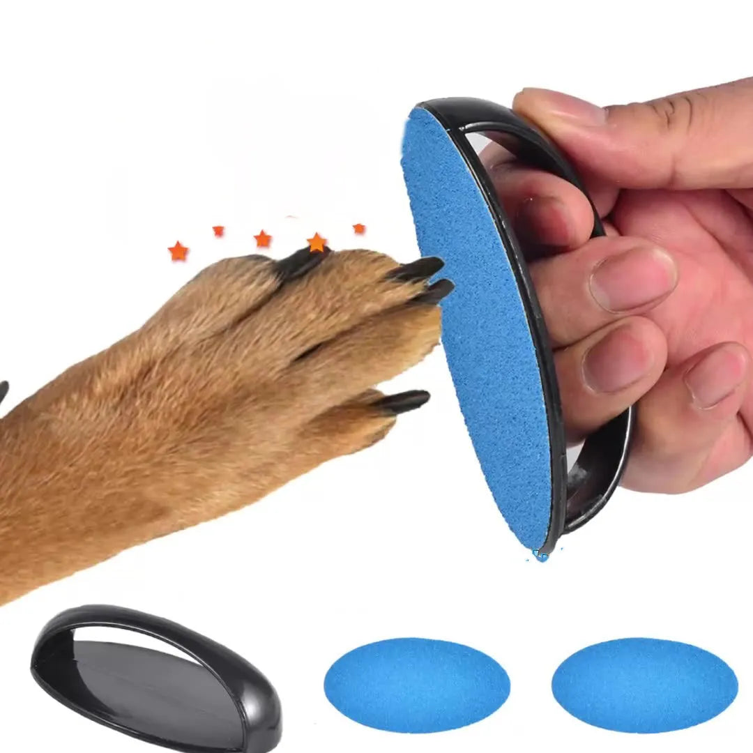 Upgraded dog nail file with ergonomic handle and blue-coloured scratch board for pet grooming.