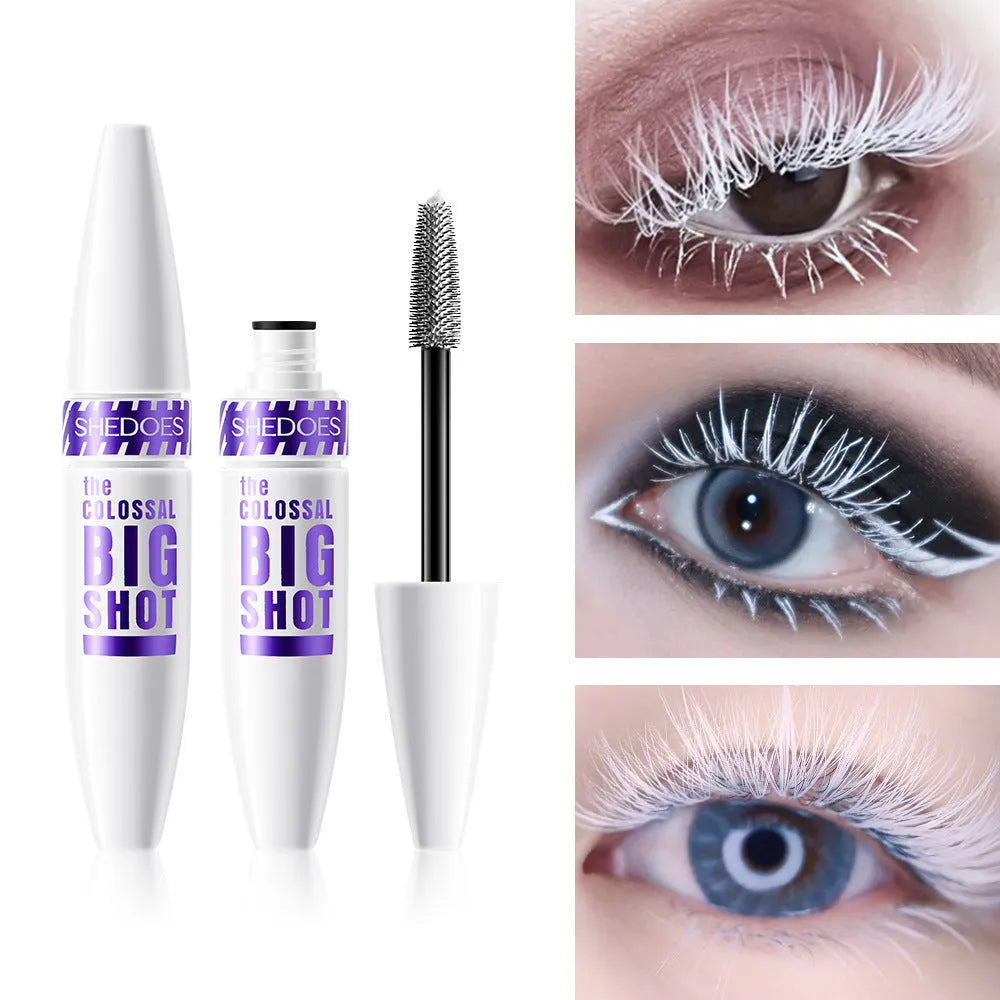 White waterproof curling mascara tube with 10ml quick-drying thick formula