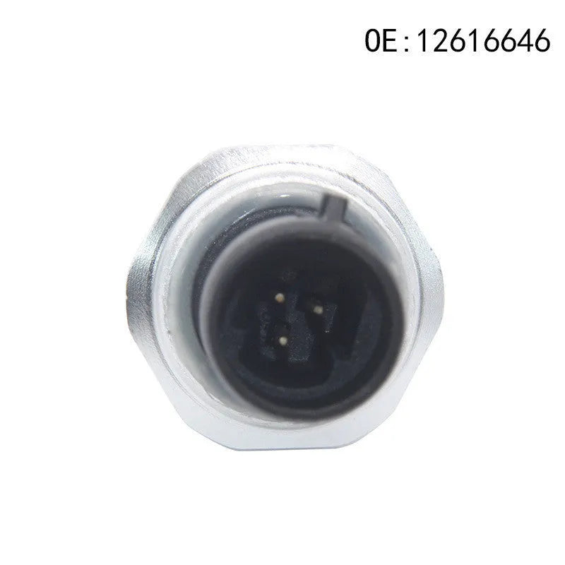Silver metal fuel pressure sensor for automotive models 12616646 and 12677836.