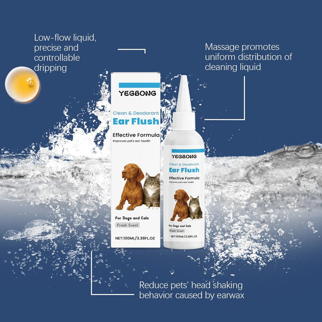 100ml bottle of pet ear cleaner for dogs and cats with gentle earwax removal formula