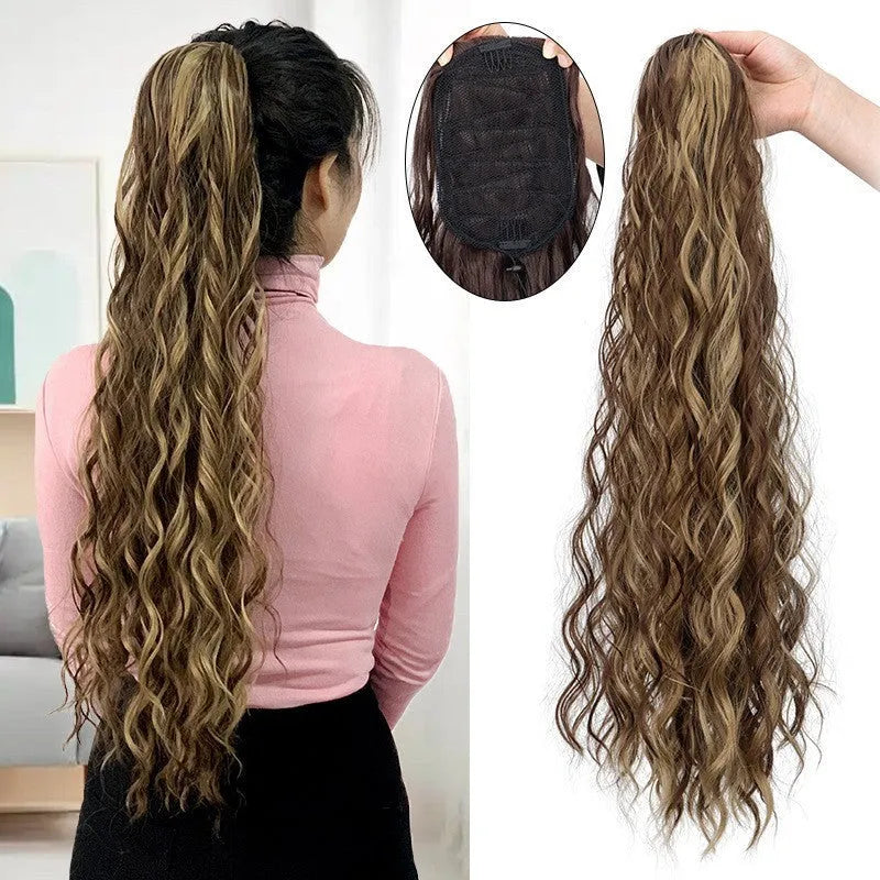 Synthetic water ripple curly hair extension with fluffy corn curler texture in multiple colour options