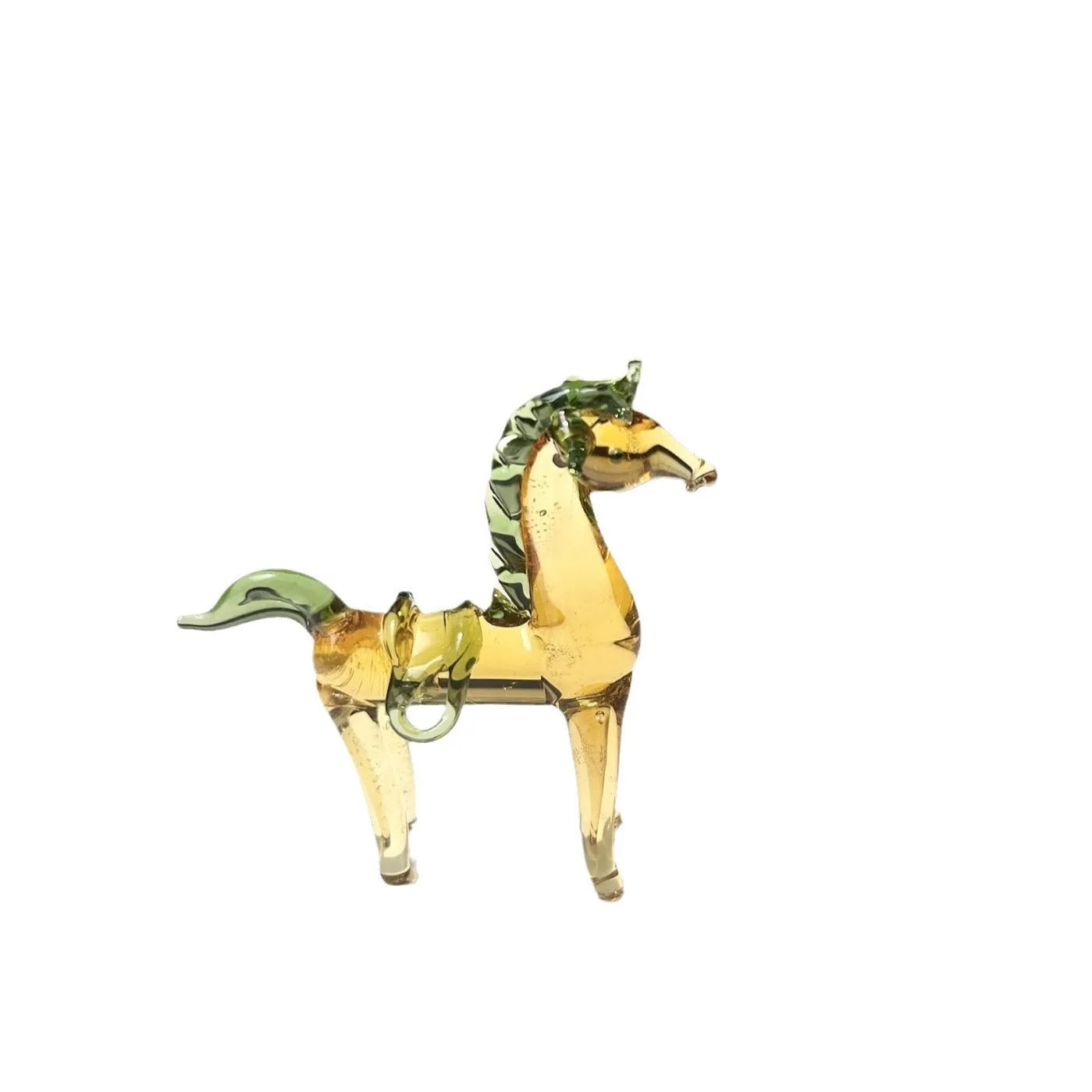 Brown glazed ceramic horse decoration on wooden desk with modern simplicity design