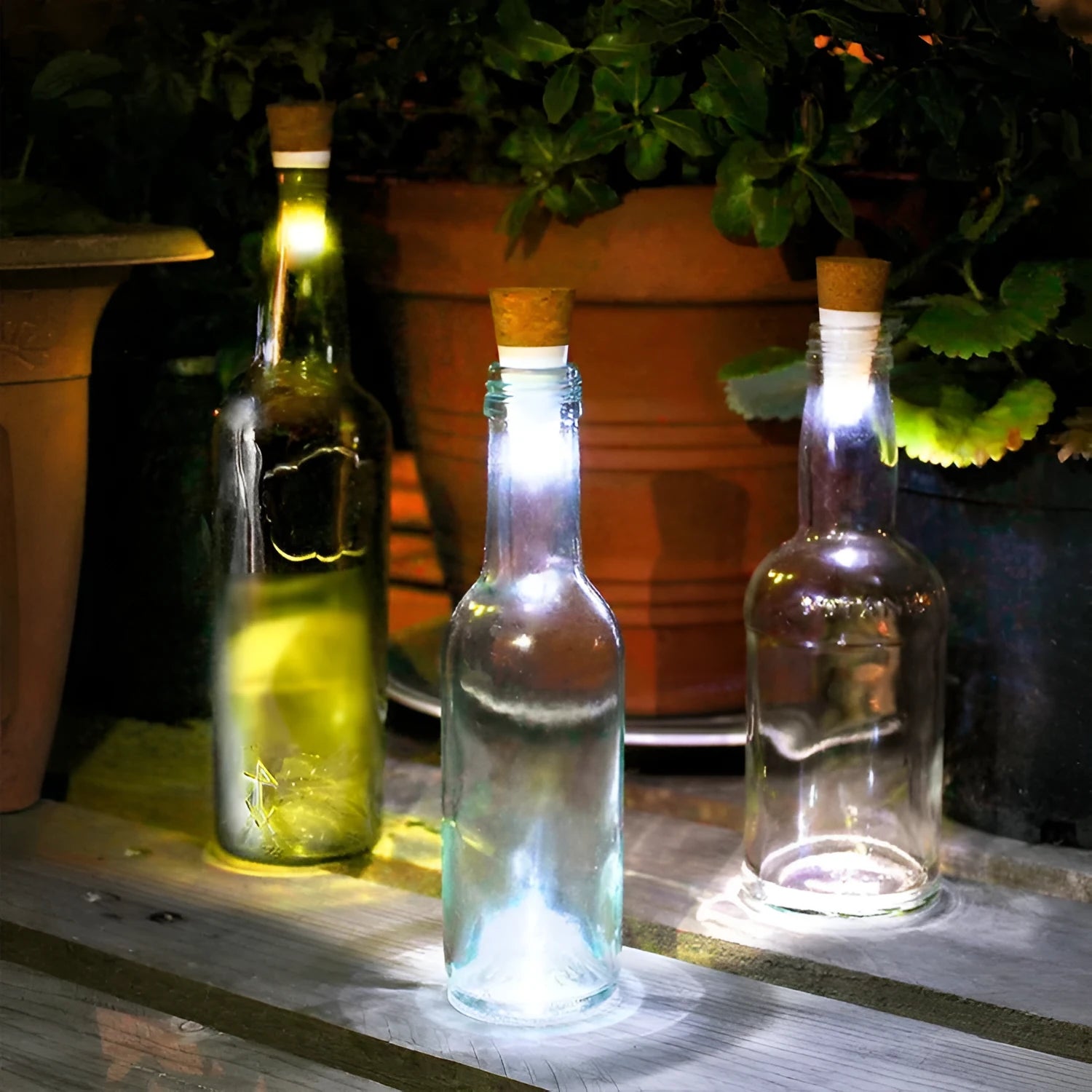 Rechargeable LED bottle cap cork light with 15 LED beads for holiday decoration