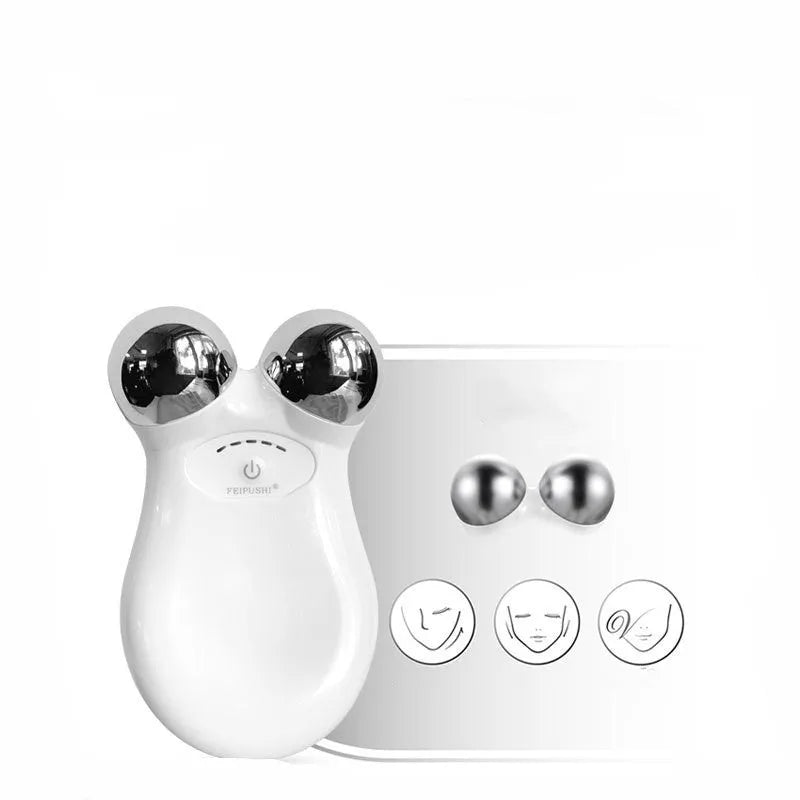 Pink micro current facial lifting device with compact 106mm size for skin firming and rejuvenation treatments