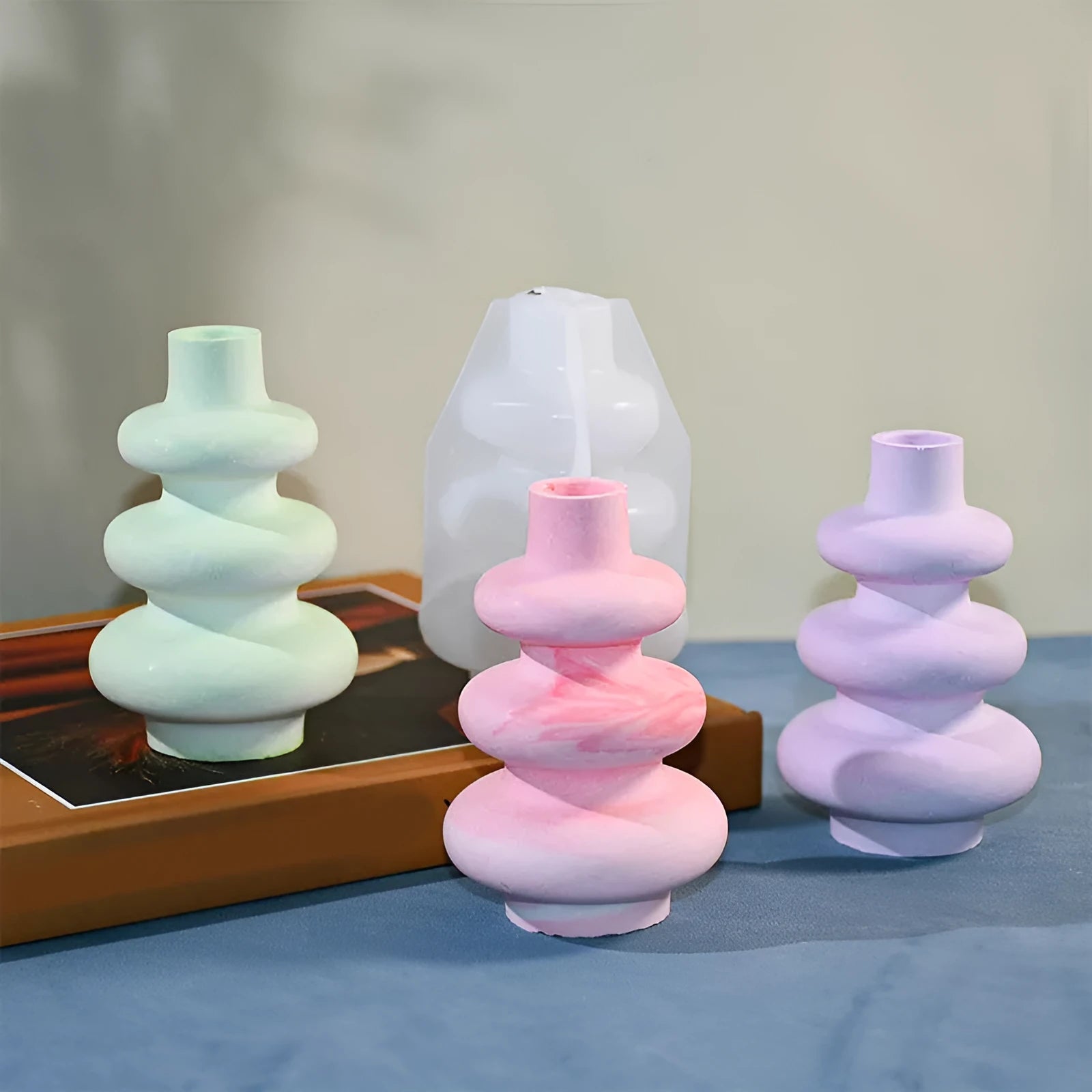 Three layer circle vase silicone mould for decorative baking and craft ornaments