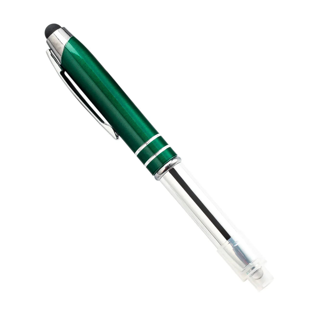 Metal capacitive stylus and ballpoint pen with LED light in five colour options