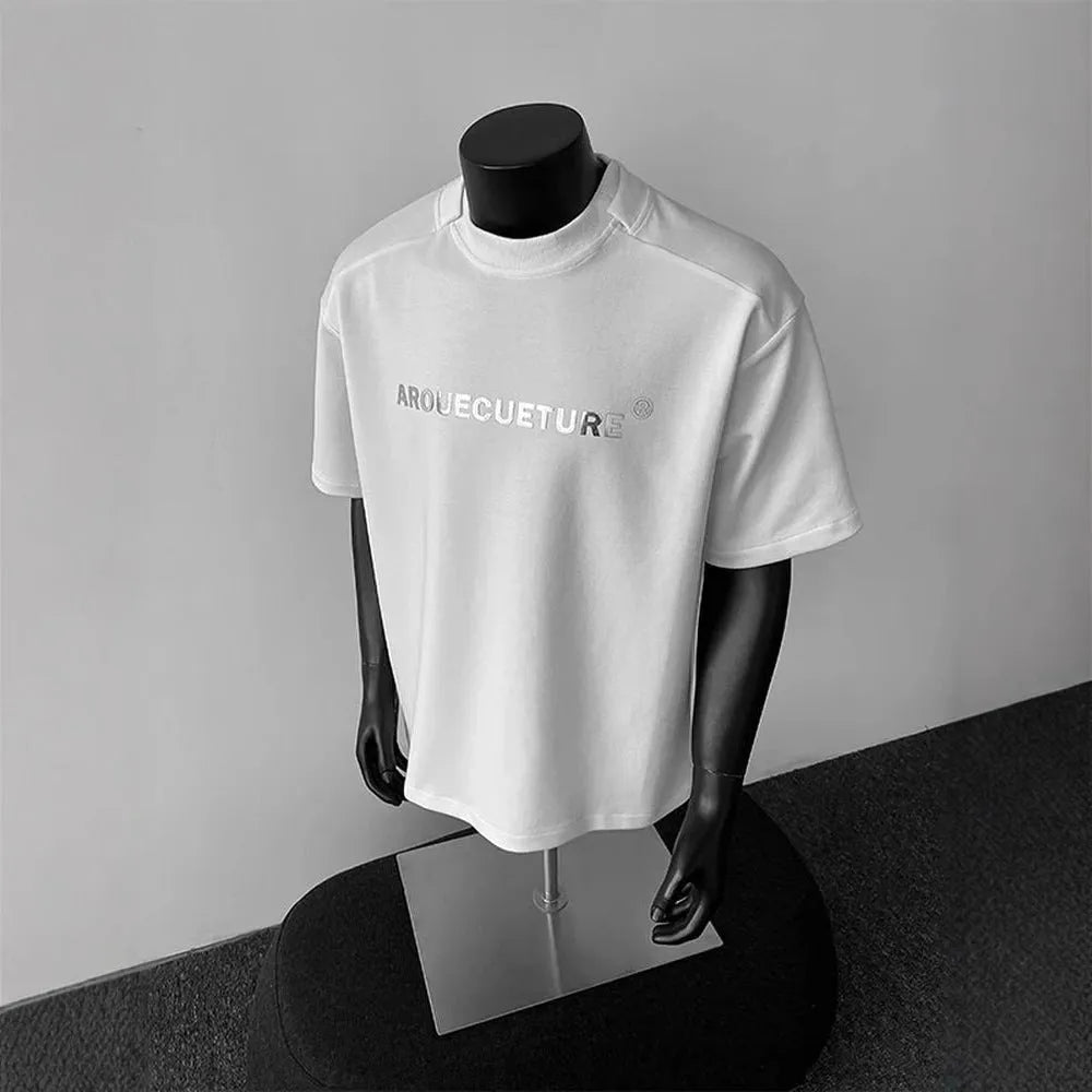 Men's cotton short sleeve T-shirt in loose fit with letter pattern